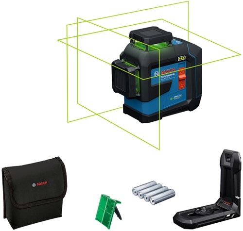 Bosch blauw bosch professional gll 80-33 g - lijnlaser - (4x batterij 1,5v lr6 (aa), laserrichtbord, houder lb10, alkalinebatterij-adapter, tas)