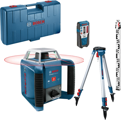 Bosch blauw grl 400 h set rotatielaser met lr1 ontvanger | + bouwstatief bt 152 + meetlat gr240 - 06159940jy