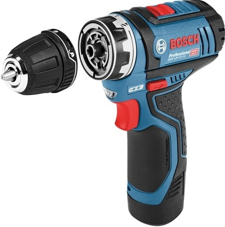 Bosch blauw gsr 12v-15 flexiclick accuschroefboormachine + gfa 12-b | 10.8v (2x 2.0ah accu + lader) - 06019f6001