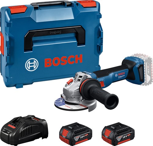 Bosch blauw gws 18v-11 accu haakse slijper | inclusief 2x gba 18v 5,0 ah gal 1880 cv lader - 06019n4103