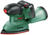 Bosch groen accumultischuurmachine easysander 18v-8 | incl. 1-uurslader (al 18v-20) + 1x 2,0 ah accu + 3 schuurbladen (red wood) - 06033e3002