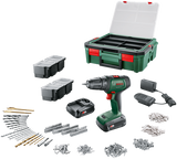 Bosch groen universal drill 18v | accuschroefboormachine | 2 x 1.5 ah accu + lader | incl. accessoires + systembox - 06039d4003