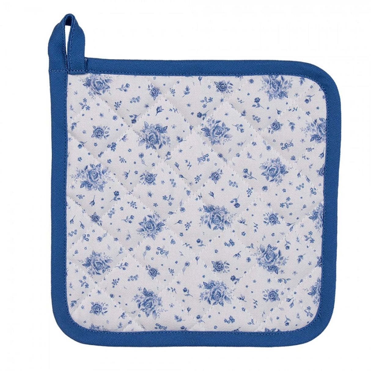 Clayre eef pannenlap roosjes wit blauw 20x20cm katoen