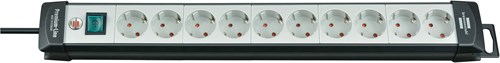 Brennenstuhl premium-line stekkerdoos 10-voudig zwart lichtgrijs 3m h05vv-f 3g1,5