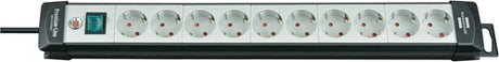 Brennenstuhl premium-line stekkerdoos 10-voudig zwart lichtgrijs 3m h05vv-f 3g1,5
