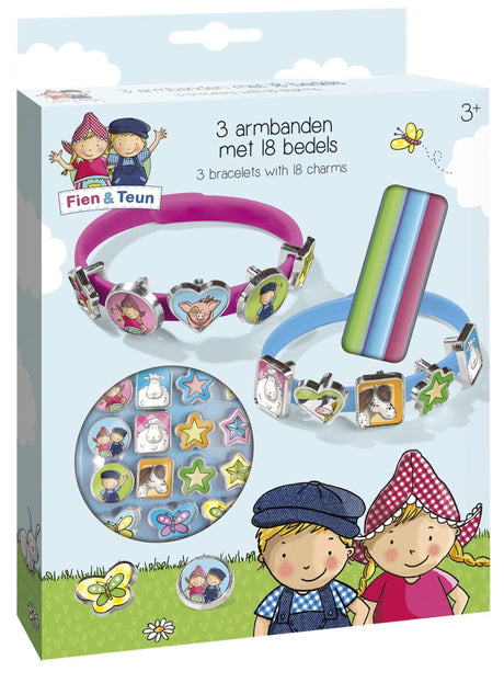 Fien teun schuif armbandjes maken - 3 armbandjes met 18 schuifbedels - vanaf 3 jaar - bambolino toys - boerderij thema