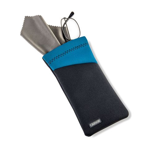 Carson Neoprene Brillenhoesje met microvezeldoekje Grijs Blauw