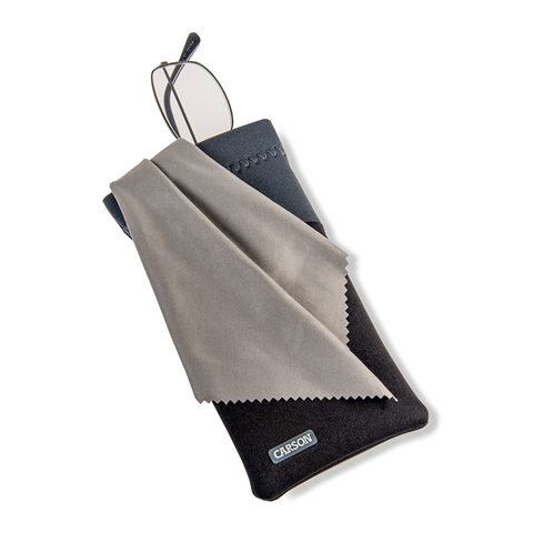 Carson neoprene brillenhoesje met microvezeldoekje - zwart grijs