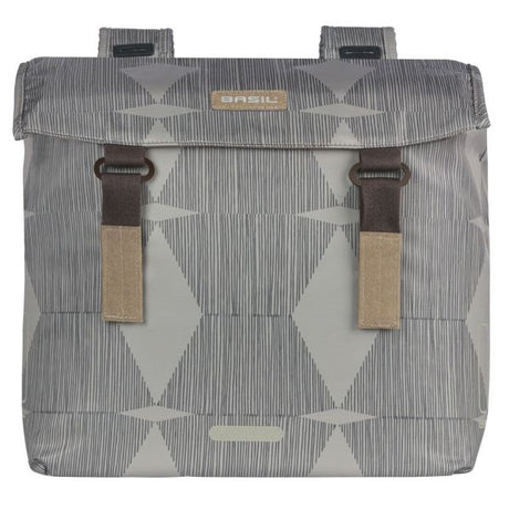 Basil Elegance dubbele fietstas, chateau taupe, gerecycled PET, Universal Bridge, 40-49L