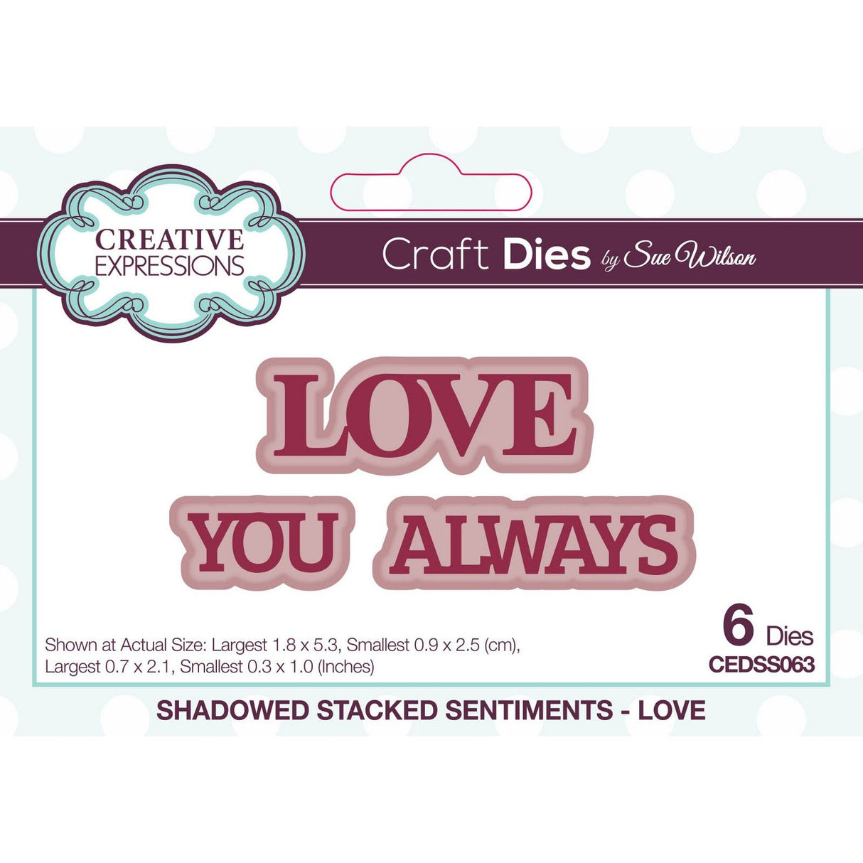 Creative expressions • sue wilson love shadowed stacked sentiment craft die