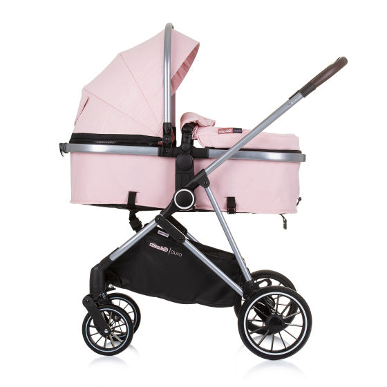 Chipolino aura opvouwbare 3-in-1 kinderwagen met luiertas roze