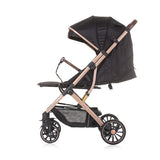 Chipolino combo opvouwbare buggy met voetenhoes ebony zwart beige
