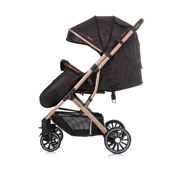 Chipolino combo opvouwbare buggy met voetenhoes obsidian gold zwart