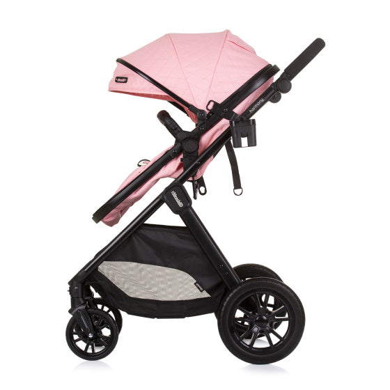 Chipolino harmony opvouwbare 3-in-1 kinderwagen met luiertas roze