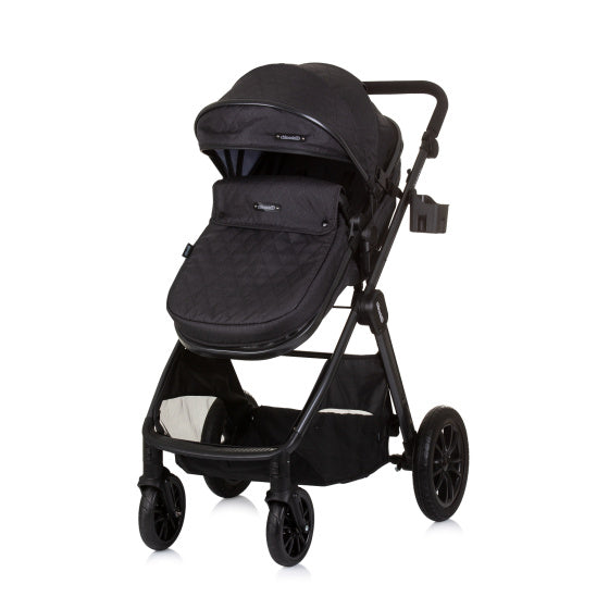 Chipolino harmony opvouwbare 3-in-1 kinderwagen met luiertas granite antraciet