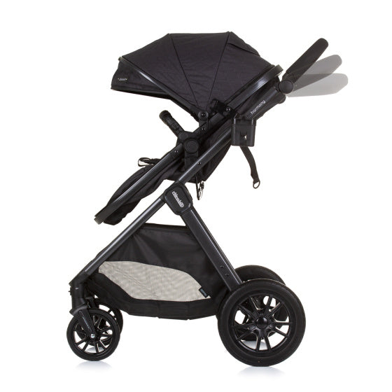 Chipolino harmony opvouwbare 3-in-1 kinderwagen met luiertas granite antraciet