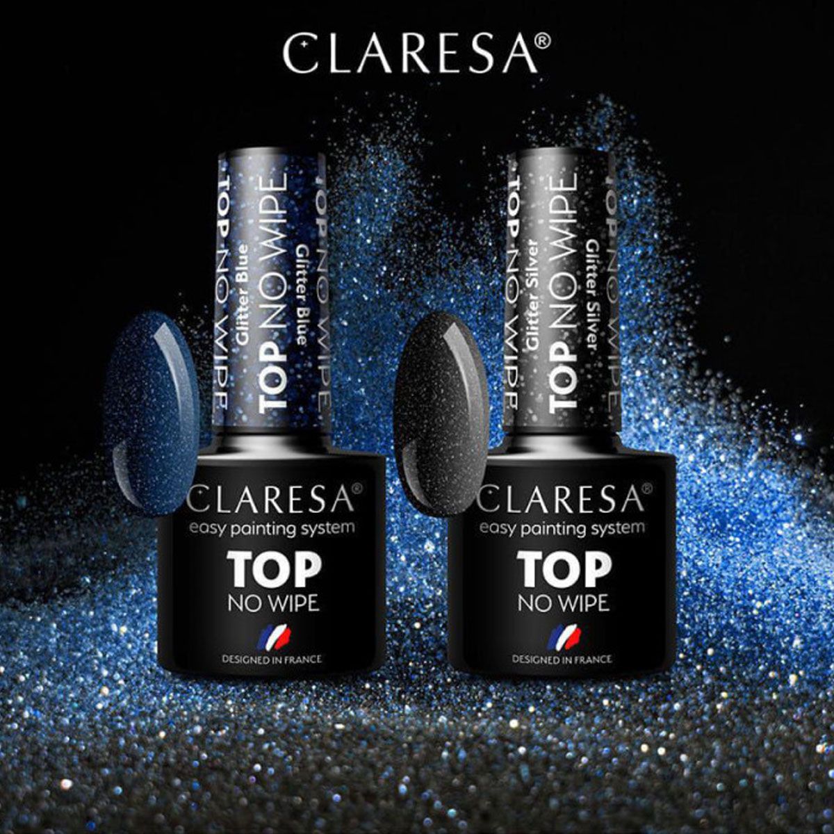 Claresa top coat no wipe glitter blue 5ml