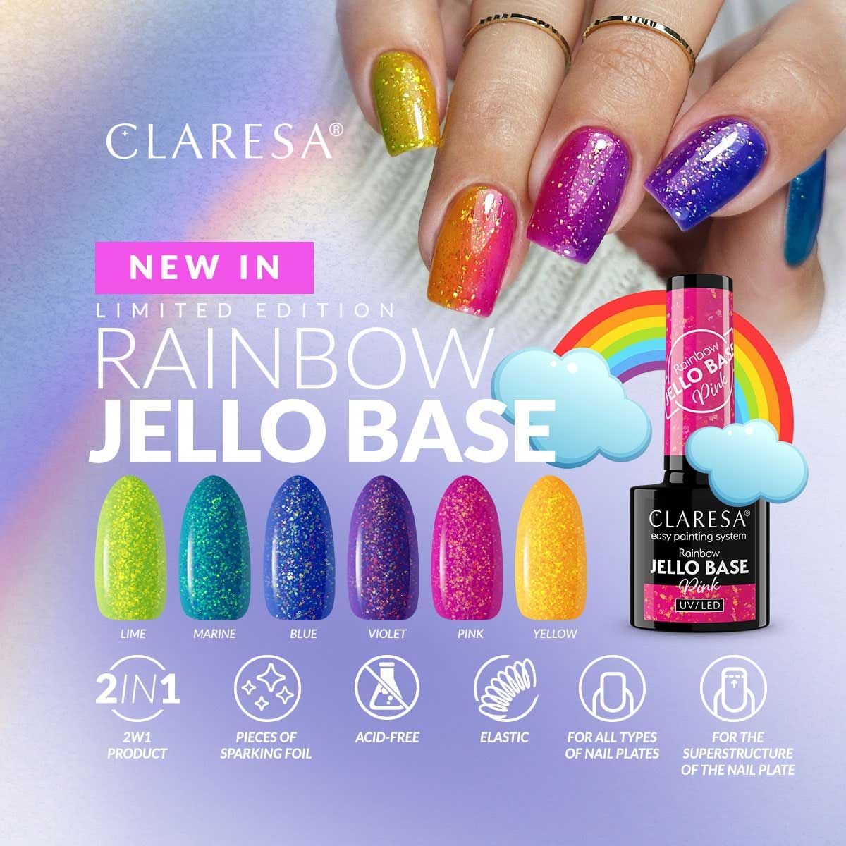 Claresa rainbow jello base coat marine 5ml