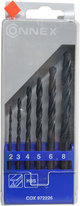 Connex set metaalboren 2-8mm 6dlg blauw - cox972226