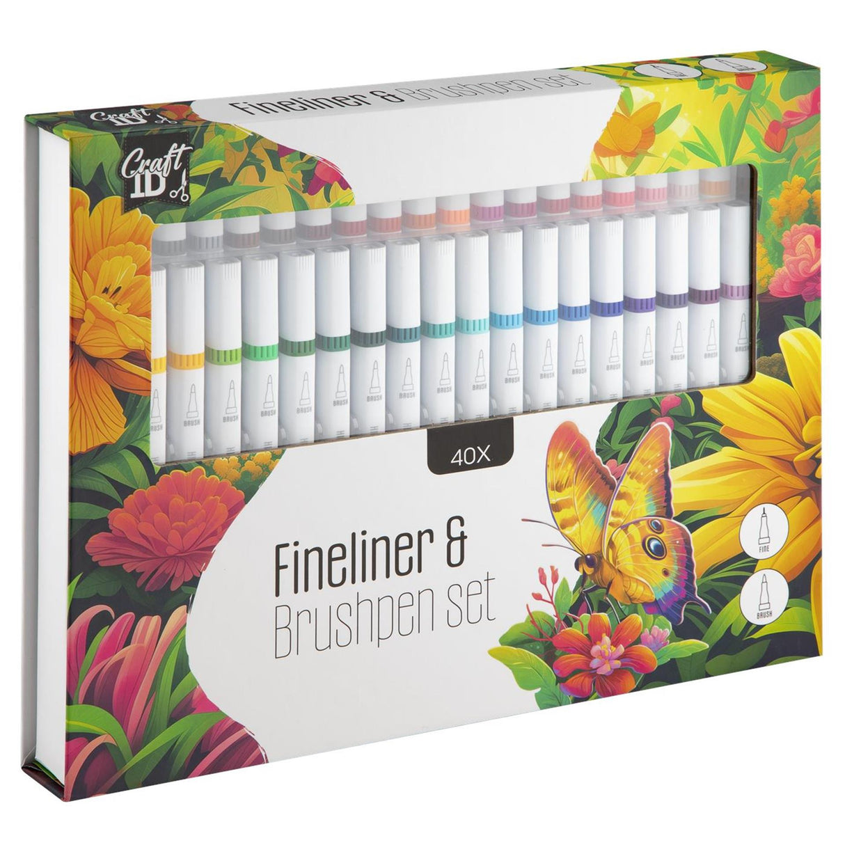 Craft id kleurset fineliner brushpen 40-delig