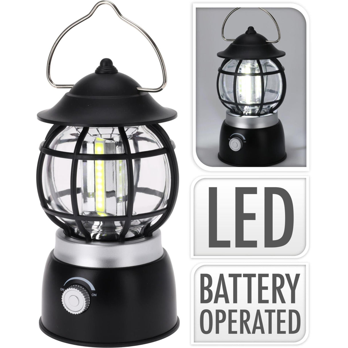 Redcliffs campinglamp cob 10x19cm zwart