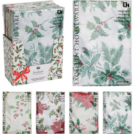 Excellent houseware kersttafelkleed flanel 130x180cm 4ass