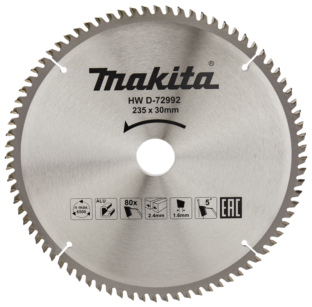 Makita accessoires cirkelzaagblad aluminium | standaard | 235x30x2,4 80t 5g - d-72992 - d-72992