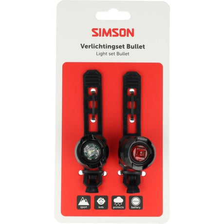 Simson verlichtingsset bullet batterij - zwart