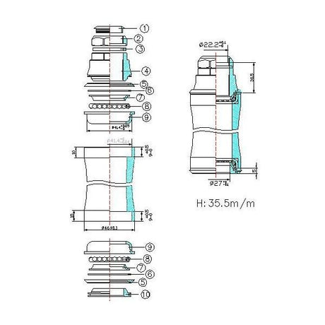 Tecora balhoofdstel verloop gazelle nm 22.2 41.4 27 semi gei