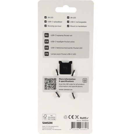 Simson koplamp pocket usb-c wit