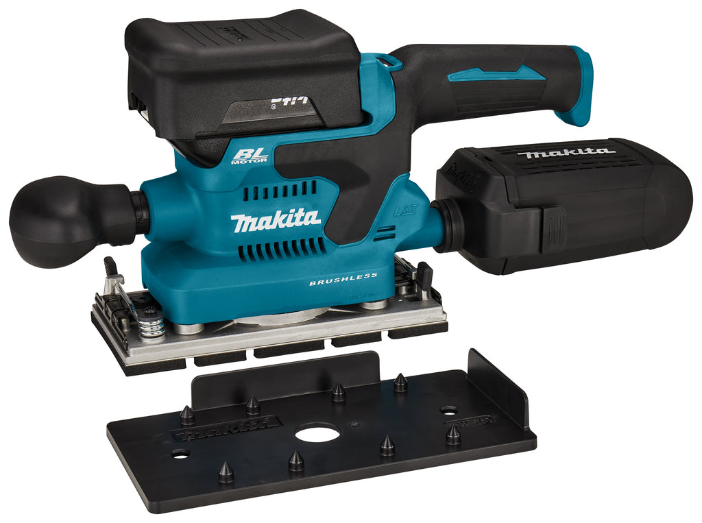 Makita dbo381rtju | accu vlakschuurmachine | 18v | li-ion | 2 x 5,0 ah accu en snellader | met aws zender | in mbox - dbo381rtju