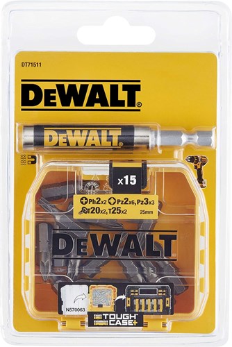 Dewalt accessoires dt71511 | bitset met magnetische schroefgeleider | 15-delig - dt71511