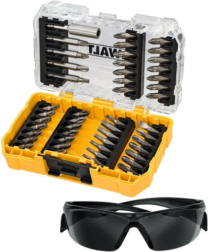 Dewalt accessoires 53-delige schroefbitset met zonnebril | in tough case - dt70703-qz
