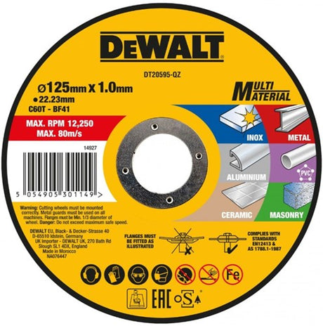 Dewalt accessoires dt20595-qz doorslijpschijf | multimateriaal | 125 x 1.0 x 22.2 mm - dt20595-qz
