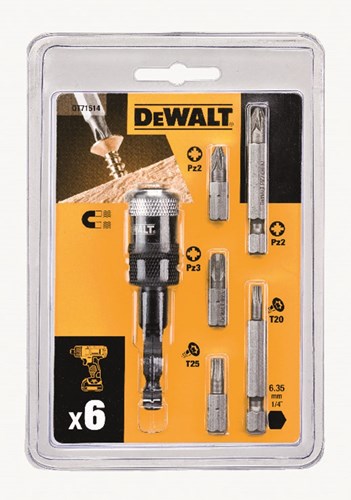 Dewalt accessoires impact 7-delige set + compact rapid load schroefbitadapter - dt71514-qz