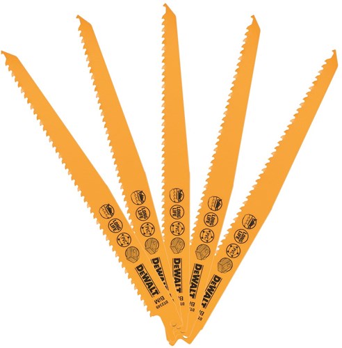 Dewalt accessoires reciprozaagblad bim 228x3,6-5,1mm hout met spijkers, snel - dt2349-qz