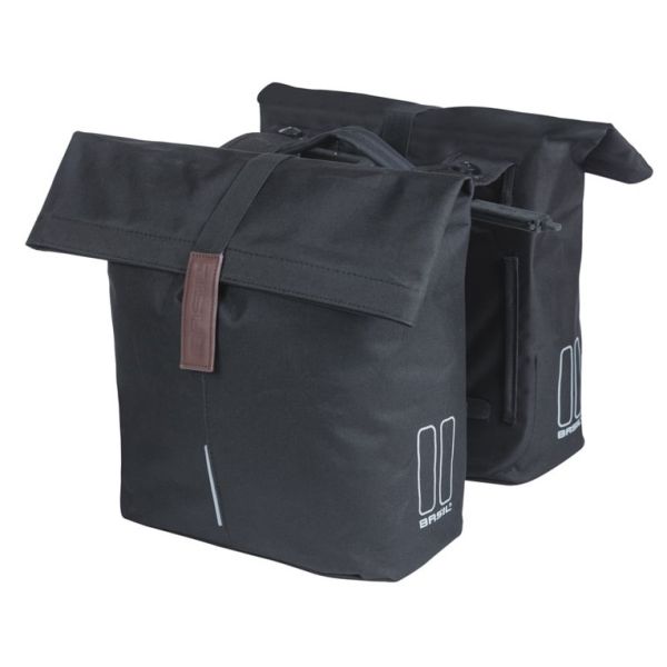 Basil dubbele fietstas city mik 28-32 liter - zwart