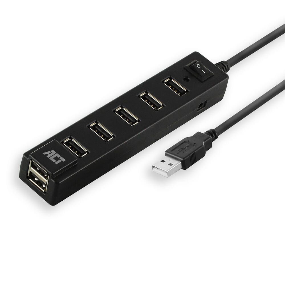 ACT Connectivity USB Hub 7 port met aanen uit schakelaar