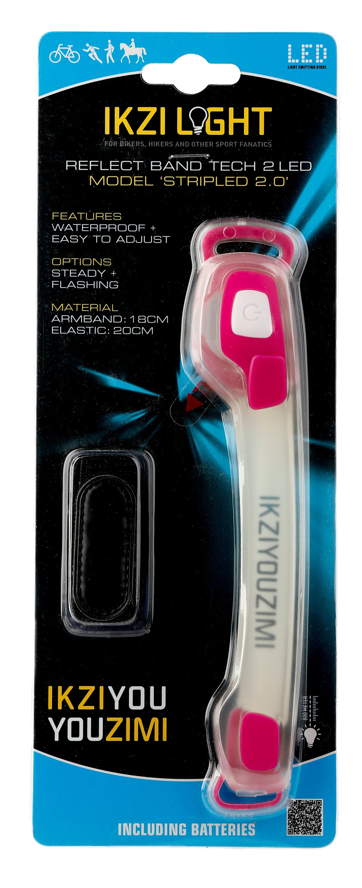 Buzaglo ikzilight armband stripled 2 x led roze