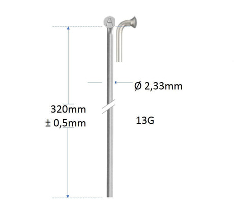 Spaken Alpina 13G (2,34) RVS Zonder draad | 320mm | P144