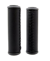 Simson Handvatten Leder Zwart Lang - Leren handvatten voor lifestylefiets - 13cm - Zwart