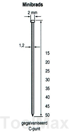 Dutack 1.2mm minibrads | 30mm | 5000 stuks - 5134031