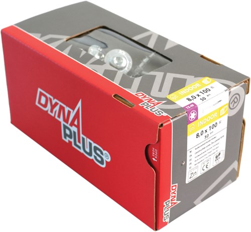 Dynaplus houtbouwschroef verzinkt tellerkop deeldraad +snijpunt torx tx40 8.0x360 100 | 50 stuks - 0286.01.64201