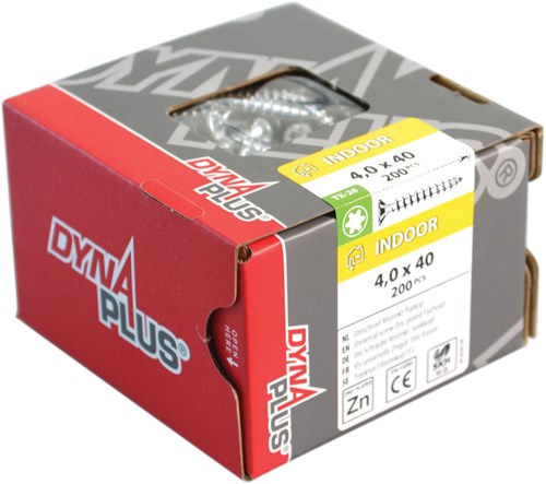Dynaplus unischroef spaanplaatschroef verzinkt platkop voldraad torx tx10 3.0x20 | 200 stuks - 0281.01.13001