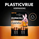 Battery sales europe b.v. duracell batterij aaa 2400mah 1,5v lr03 power boost (4st)