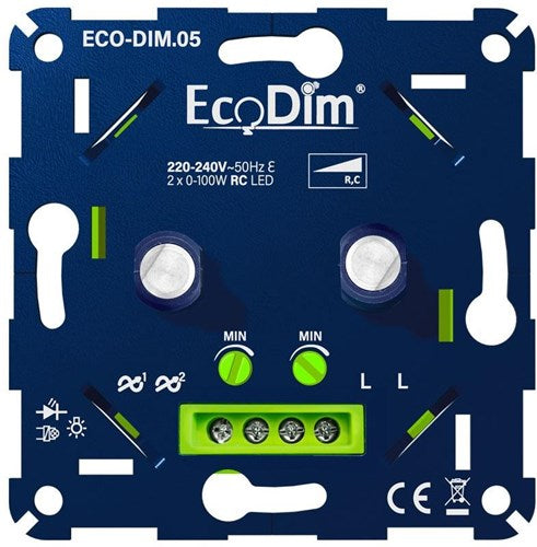 Enzo eco led dimmer duo 2-100w ecodim fase afsnijding - 4355420