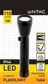 Enzo entac led zaklamp 1w aluminium zwart 1xaa 5700110