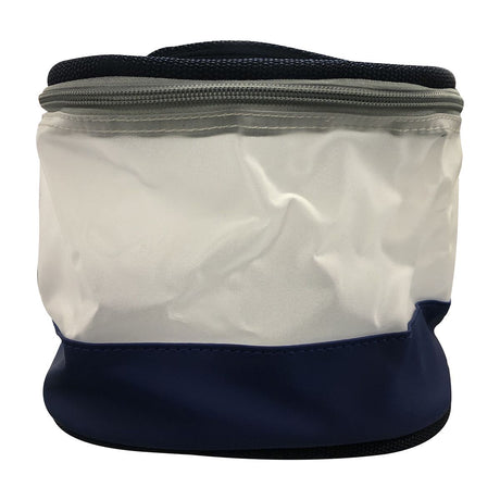 Voorkappers etui rond blauw wit met handvat