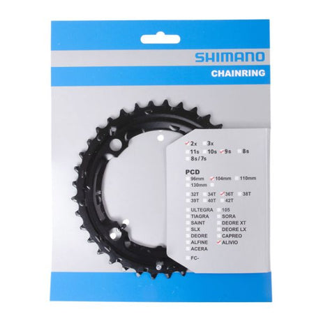 Shimano kettingblad 36 tands alivio fc-m4000 fc-m4050 (ac) 9 speed - zwart