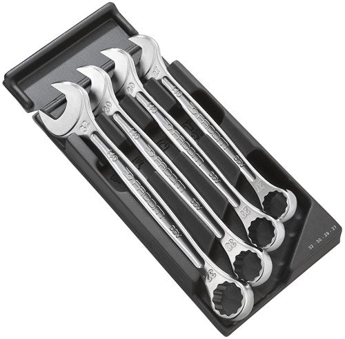 Facom module met 4 ringsteeksleutels met ogv-profiel; grote maten 27 tot 30 en 32 mm - mod.440-2pb